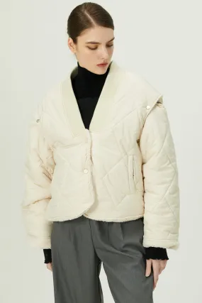 Eileen Quilted Sherpa Coat w/Detachable Sleeve