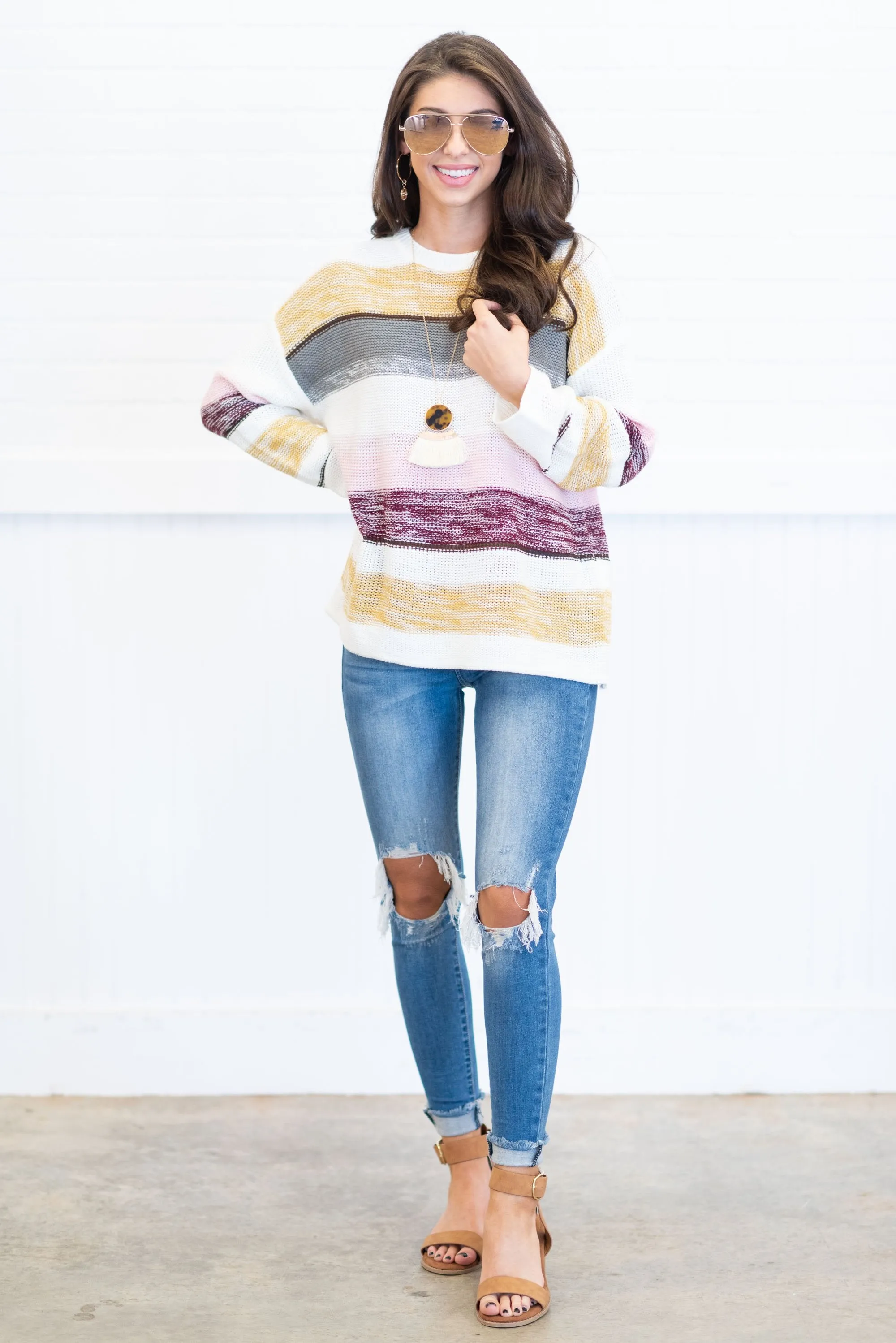 Electric Charge Mustard Yellow Striped Sweater