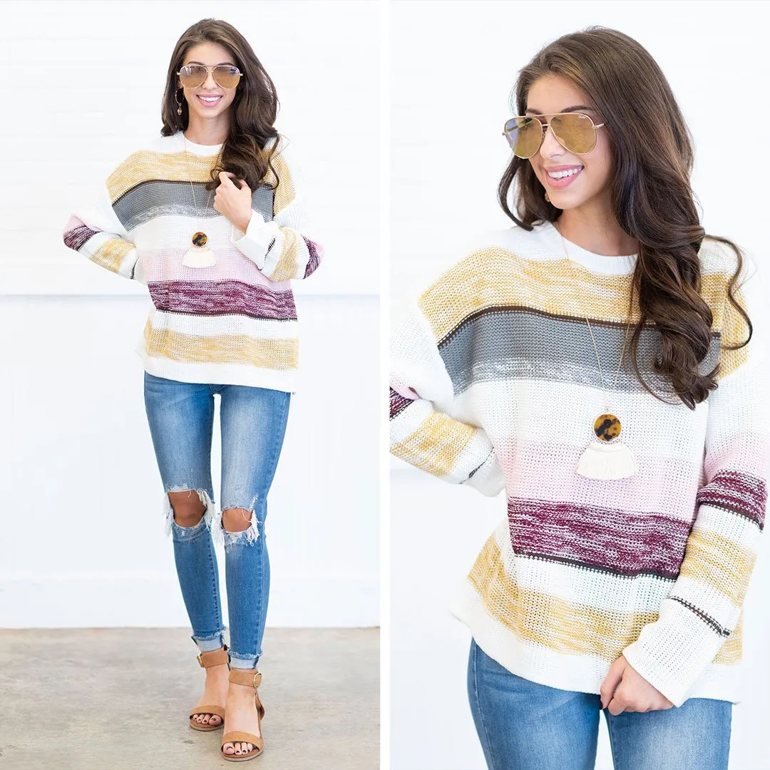 Electric Charge Mustard Yellow Striped Sweater