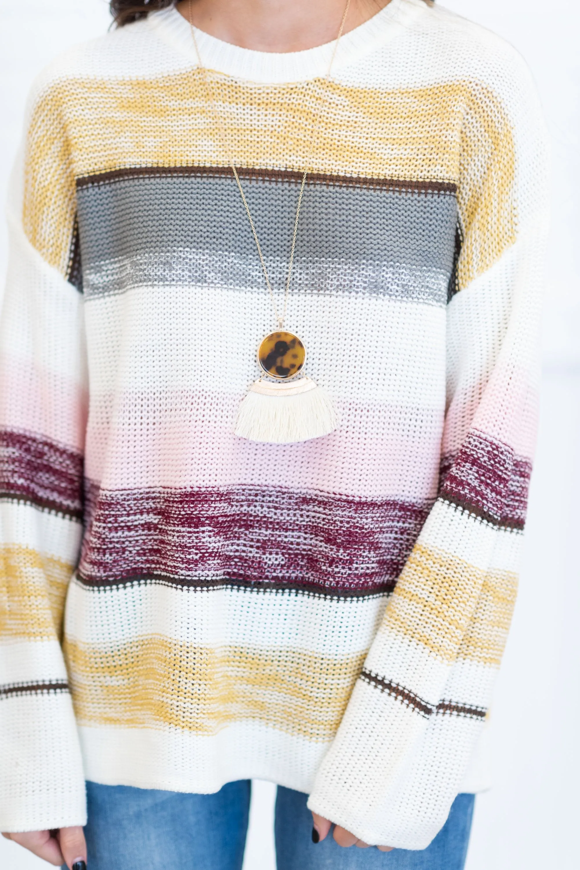 Electric Charge Mustard Yellow Striped Sweater