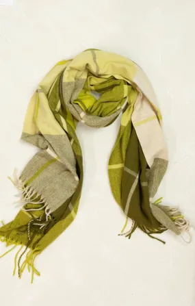 Emily Windowpane Green Plaid Scarf