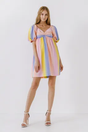 English Factory - Multi Color Stripe Babydoll Dress