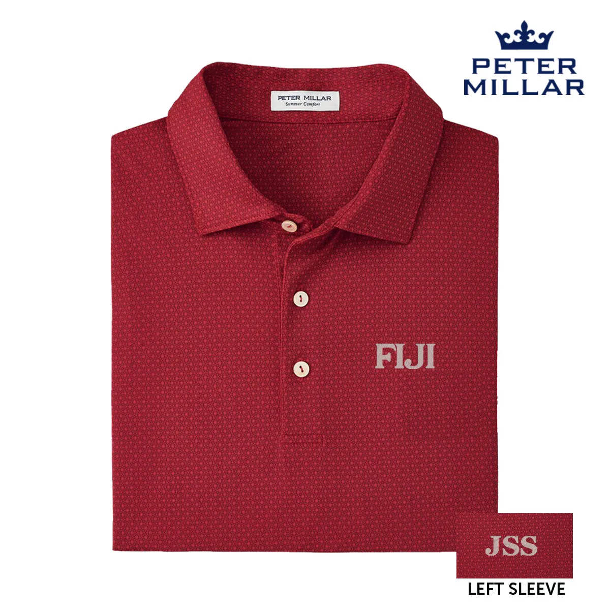 FIJI Personalized Peter Millar Tesseract Patterned Polo With Greek Letters