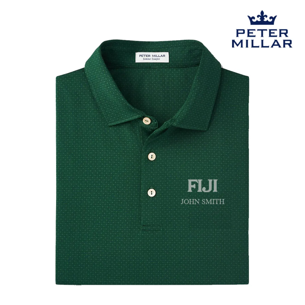 FIJI Personalized Peter Millar Tesseract Patterned Polo With Greek Letters