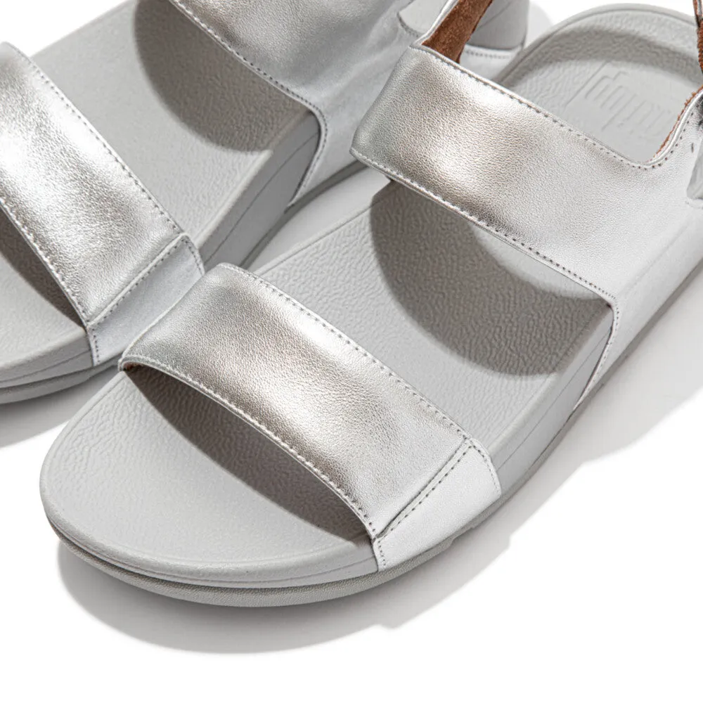 FitFlop Lulu Leather Back-Strap Sandals Silver