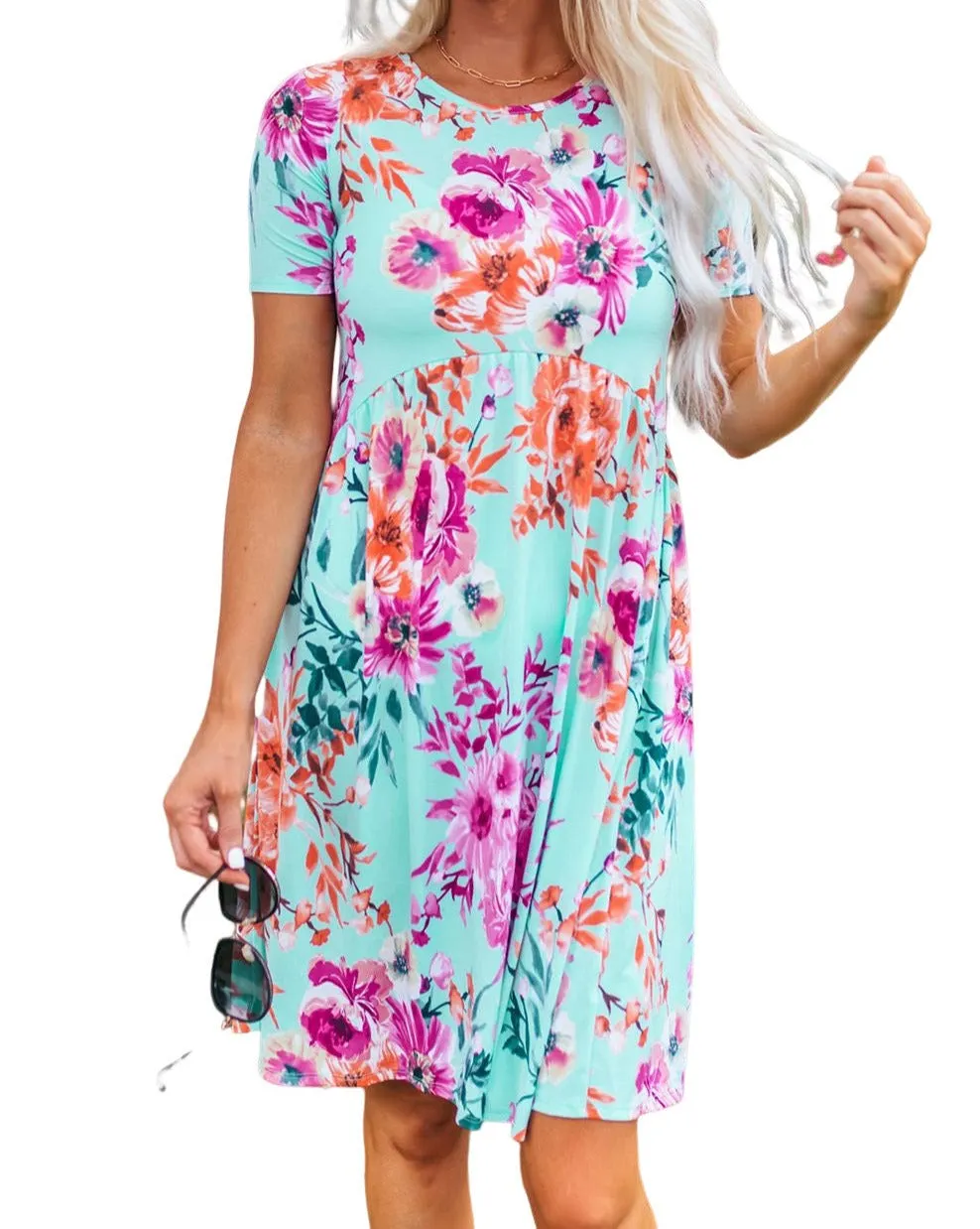 Floral High Waist T-Shirt Dress