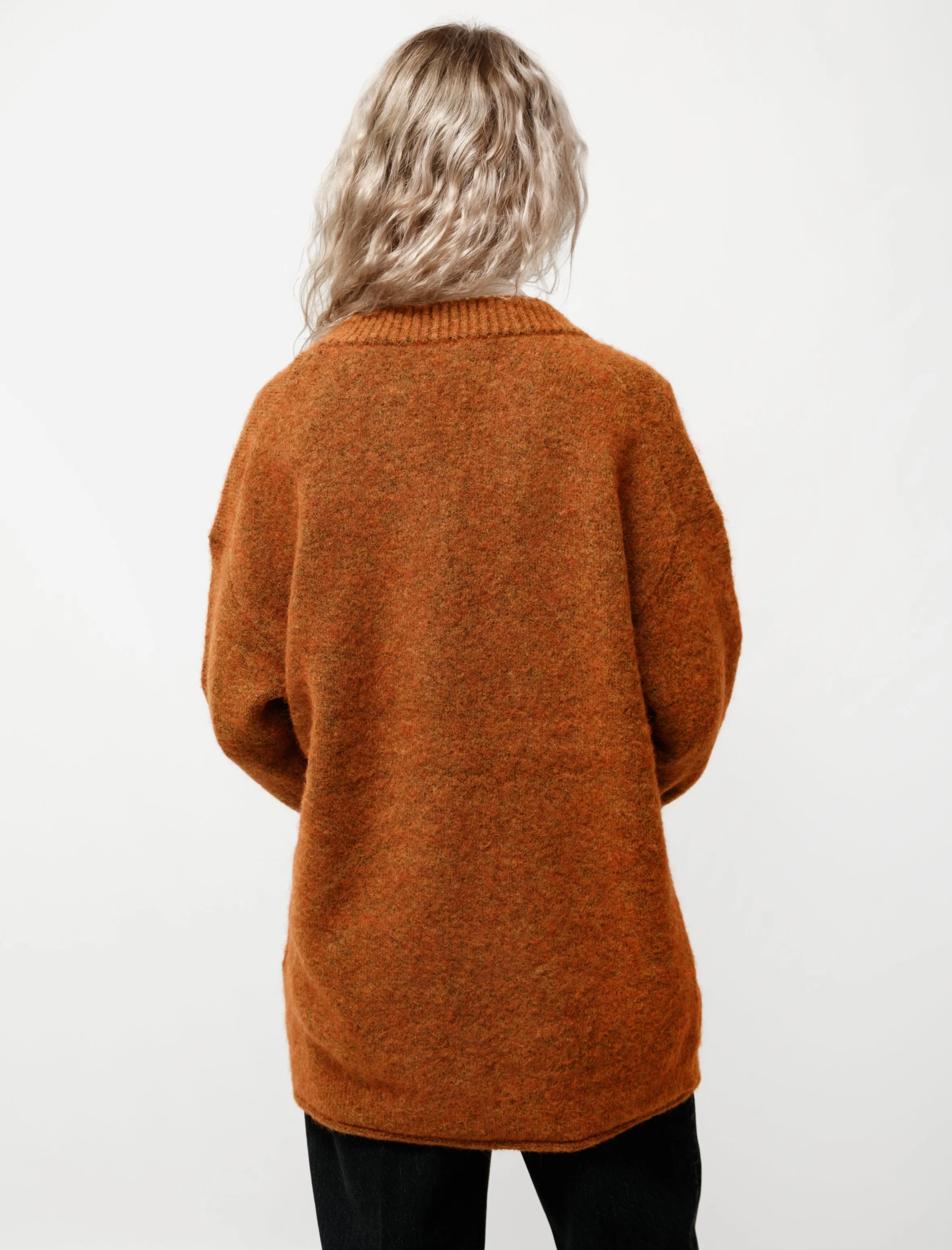 Fluffy Alpaca V-Neck Pumpkin Orange