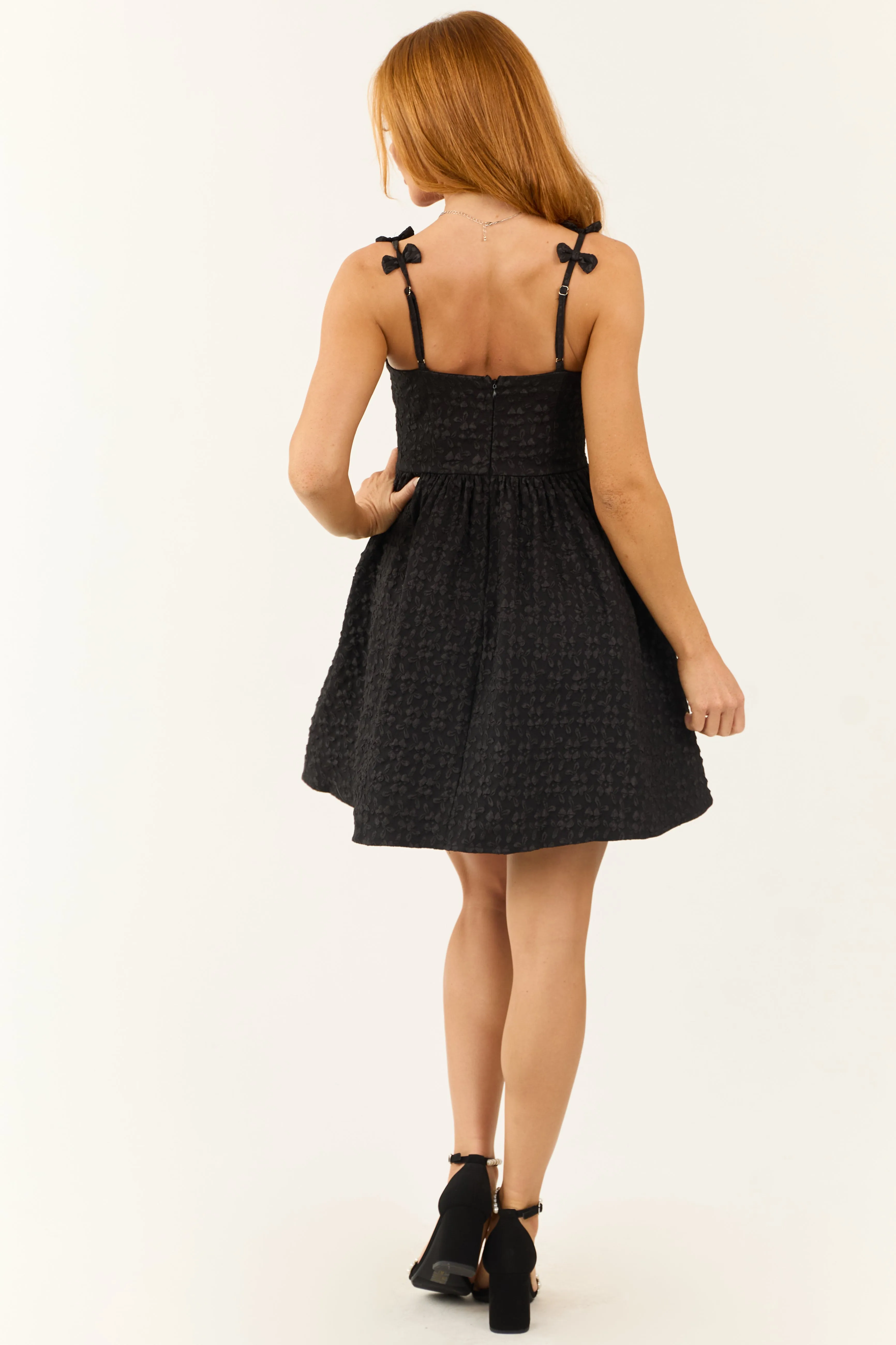 Flying Tomato Black Sleeveless Jacquard Mini Dress