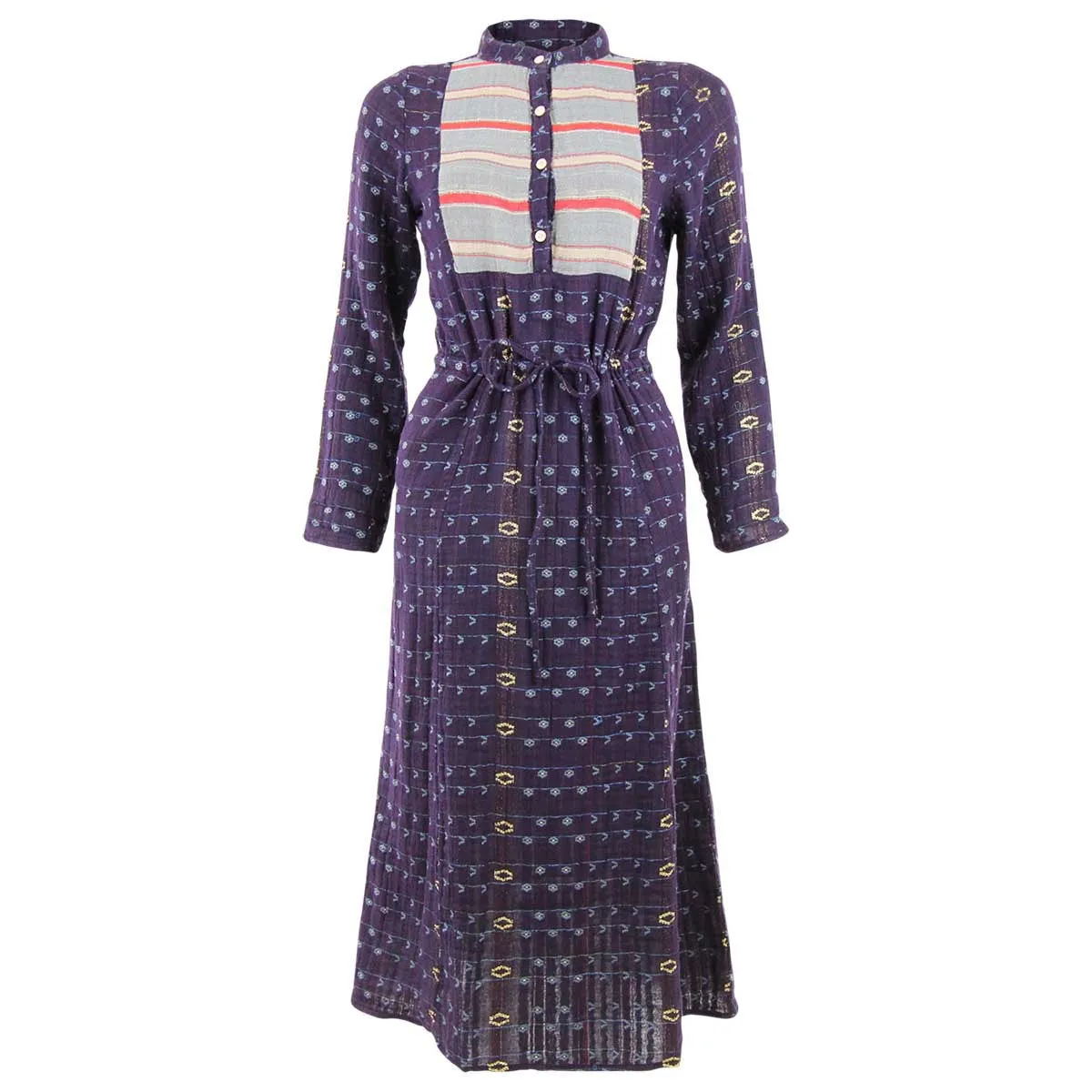 Folk Midi Dress in Royal Print