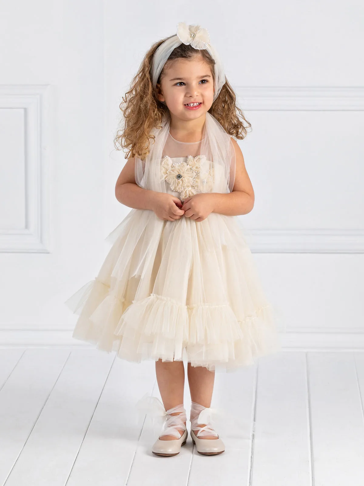 Girl's baptism tulle dress - BRIGHT