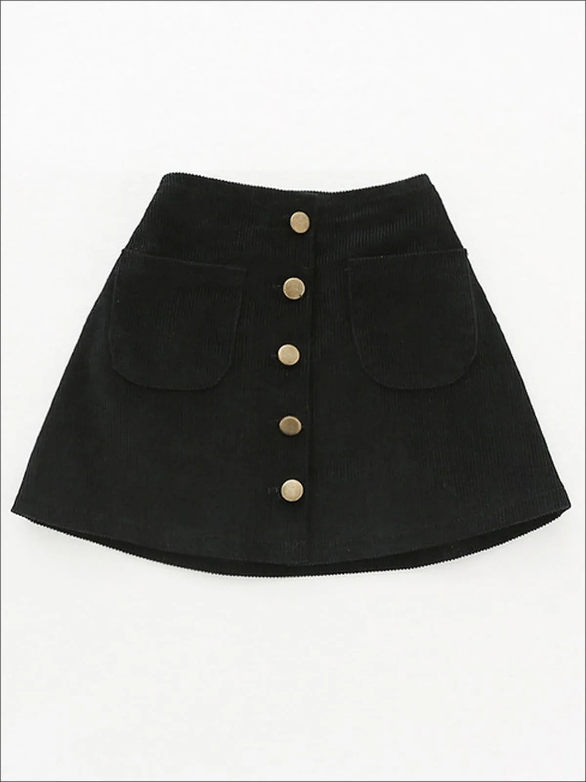 Girls Buttoned Corduroy A-Line Skirt