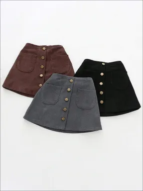 Girls Buttoned Corduroy A-Line Skirt