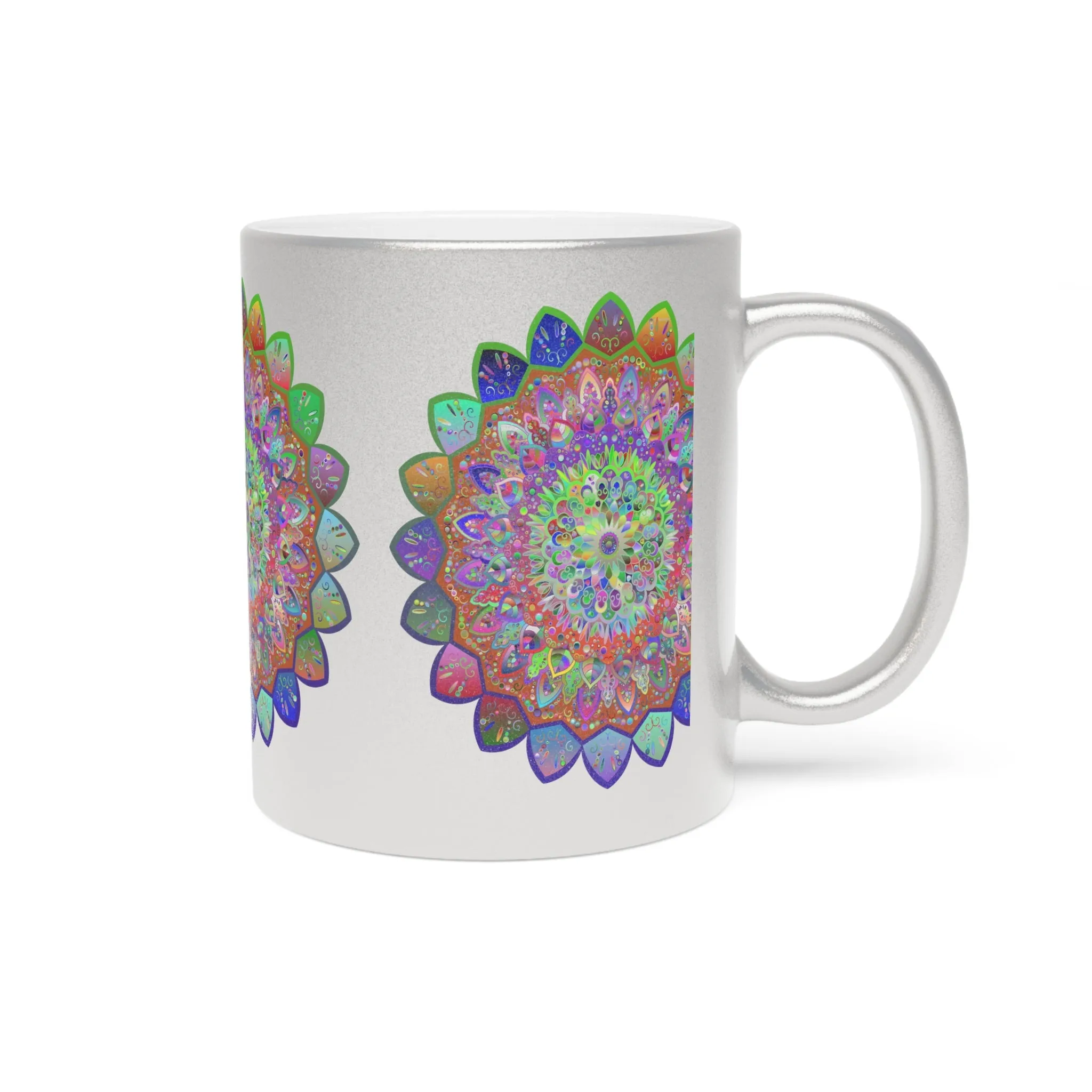 Handmade Mandala Art Metallic Mug - Unique Design