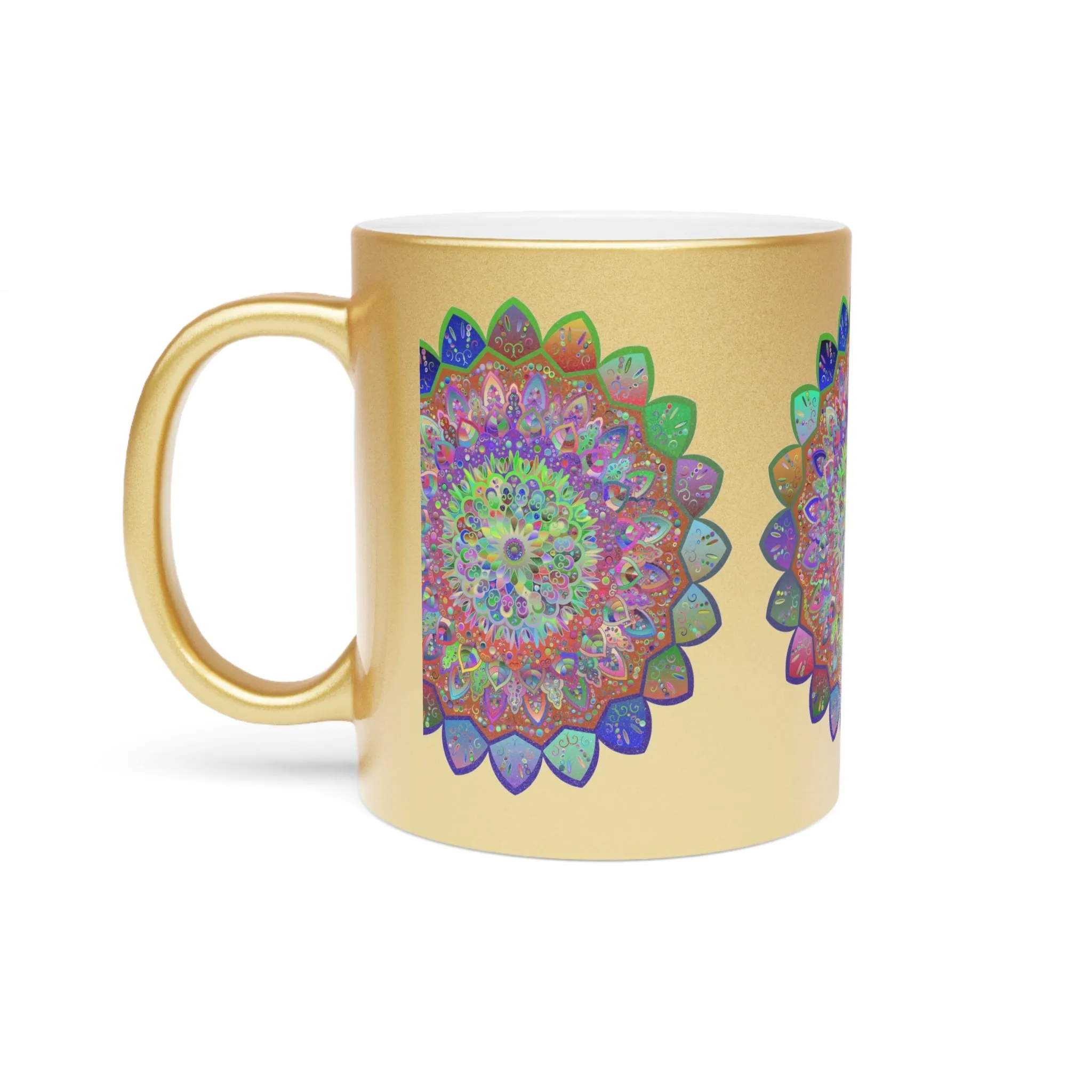 Handmade Mandala Art Metallic Mug - Unique Design