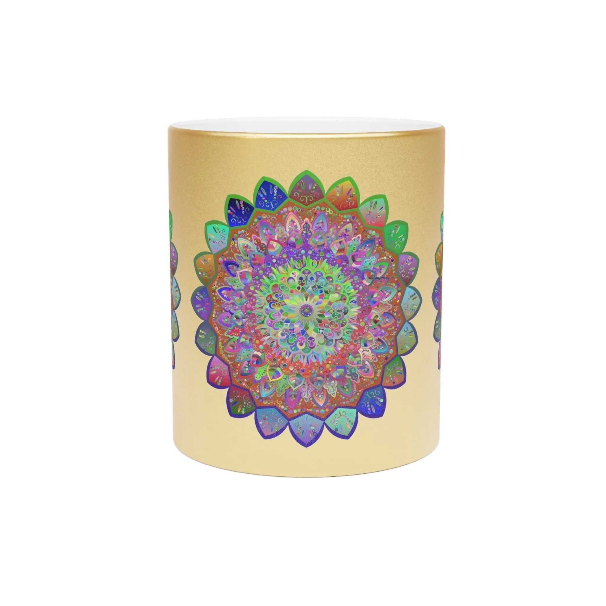 Handmade Mandala Art Metallic Mug - Unique Design