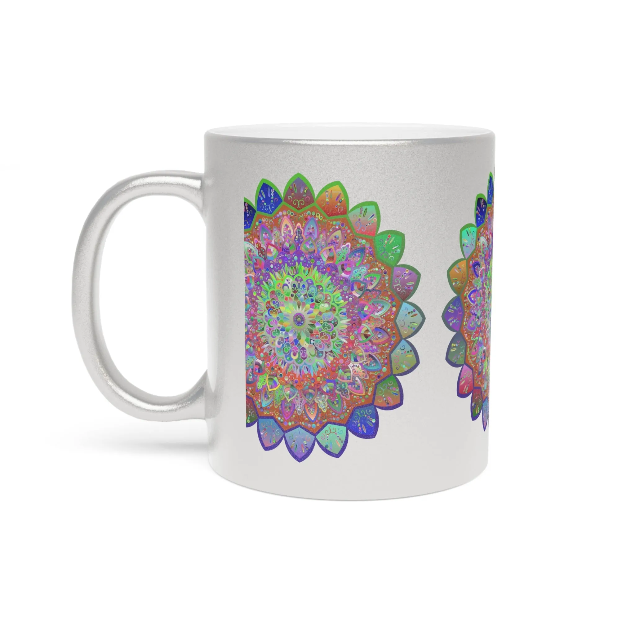 Handmade Mandala Art Metallic Mug - Unique Design