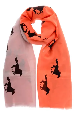 HORSES Dusk Fire Ombre Silk Woman Scarf