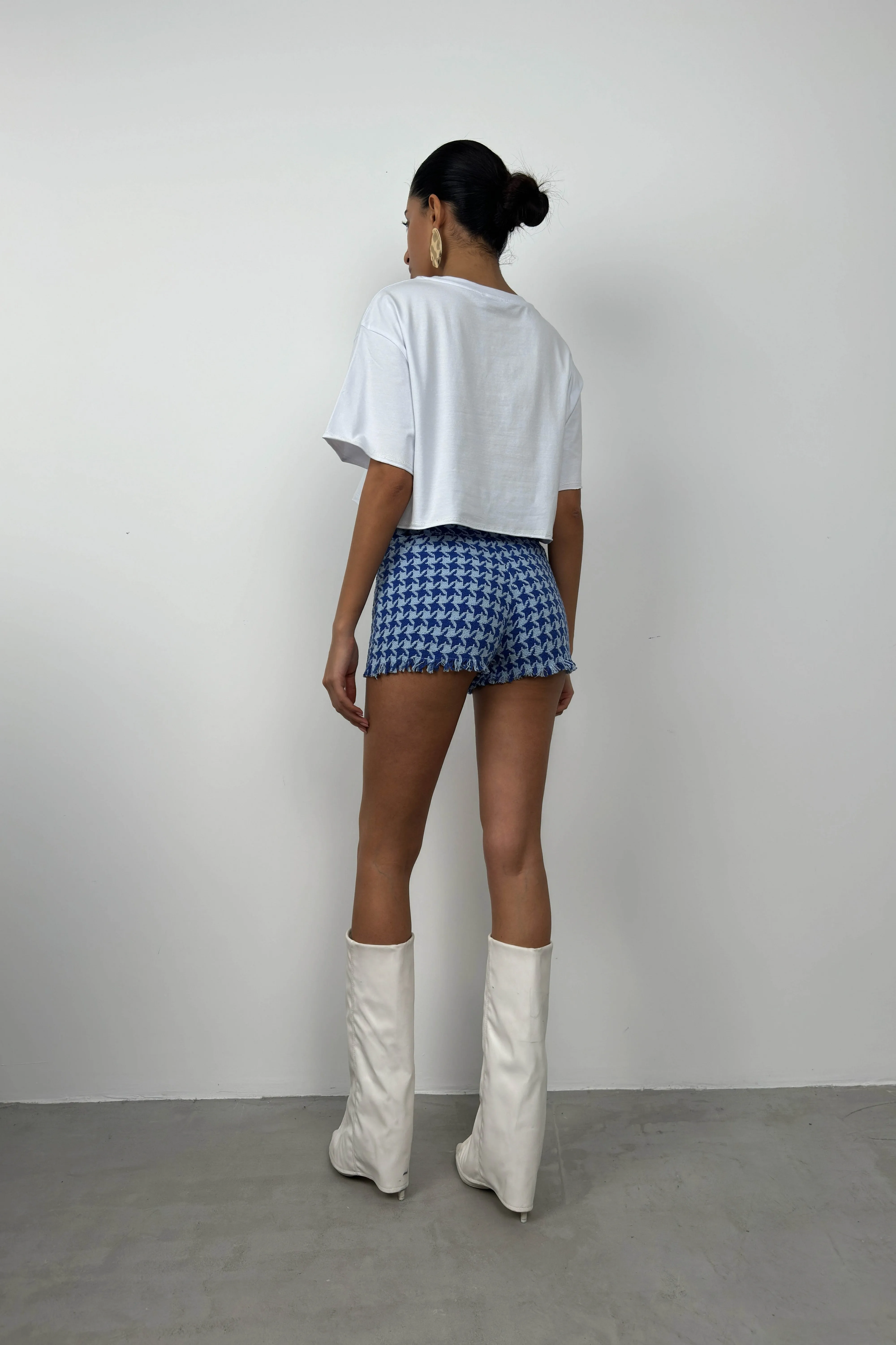 Houndstooth Tweed Shorts