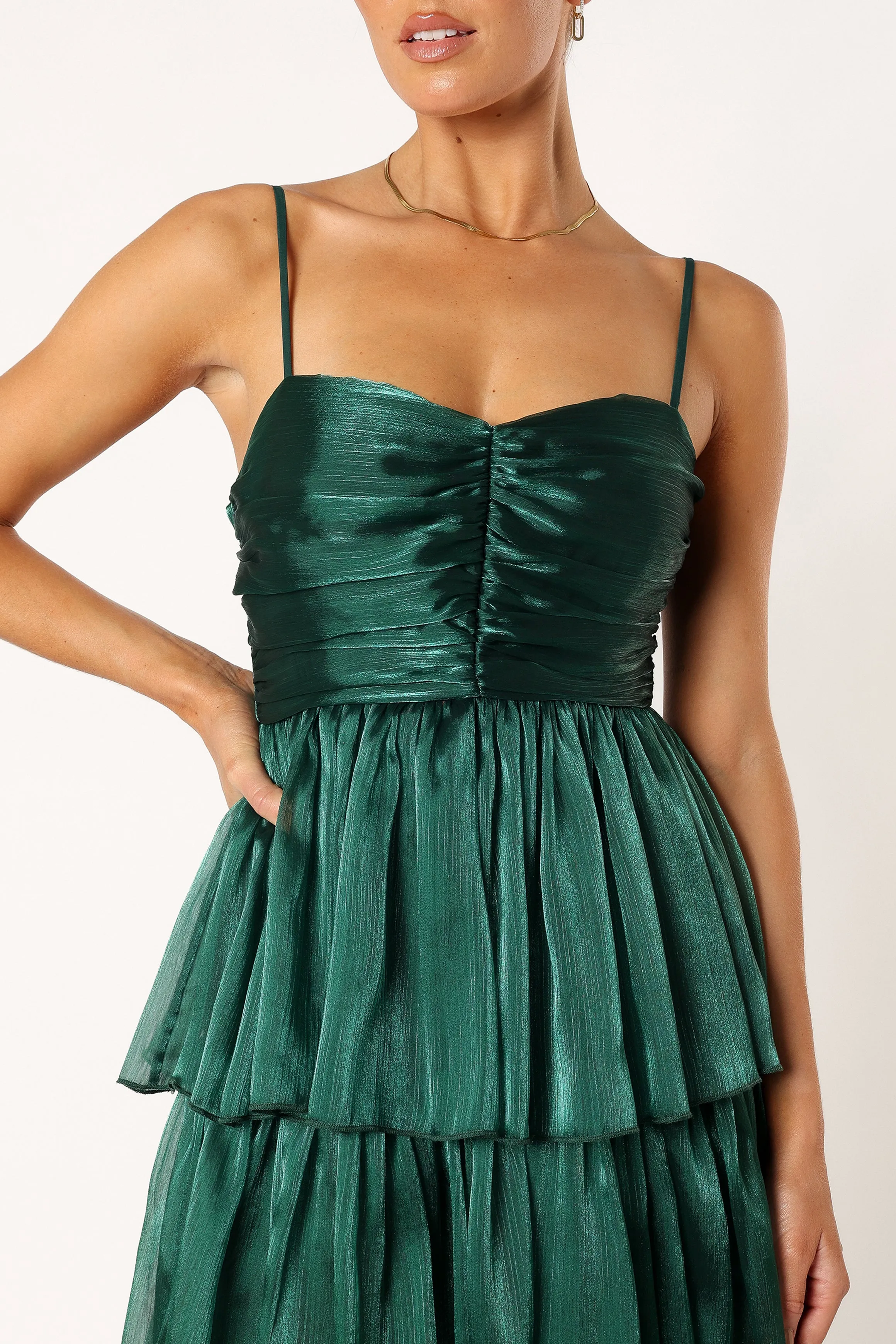 Jace Tiered Maxi Dress - Shimmer Emerald