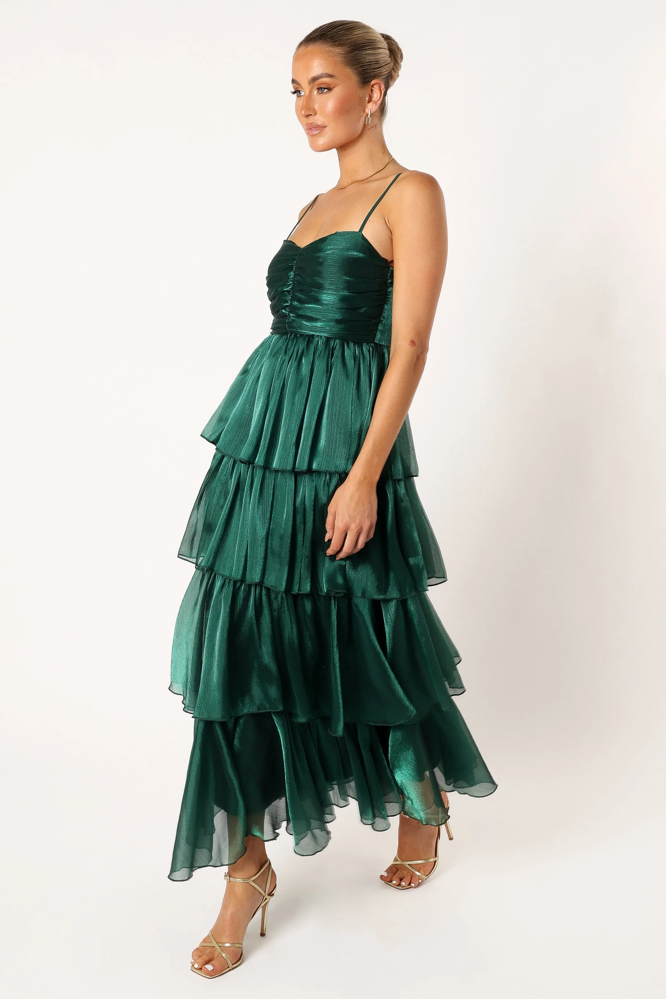 Jace Tiered Maxi Dress - Shimmer Emerald