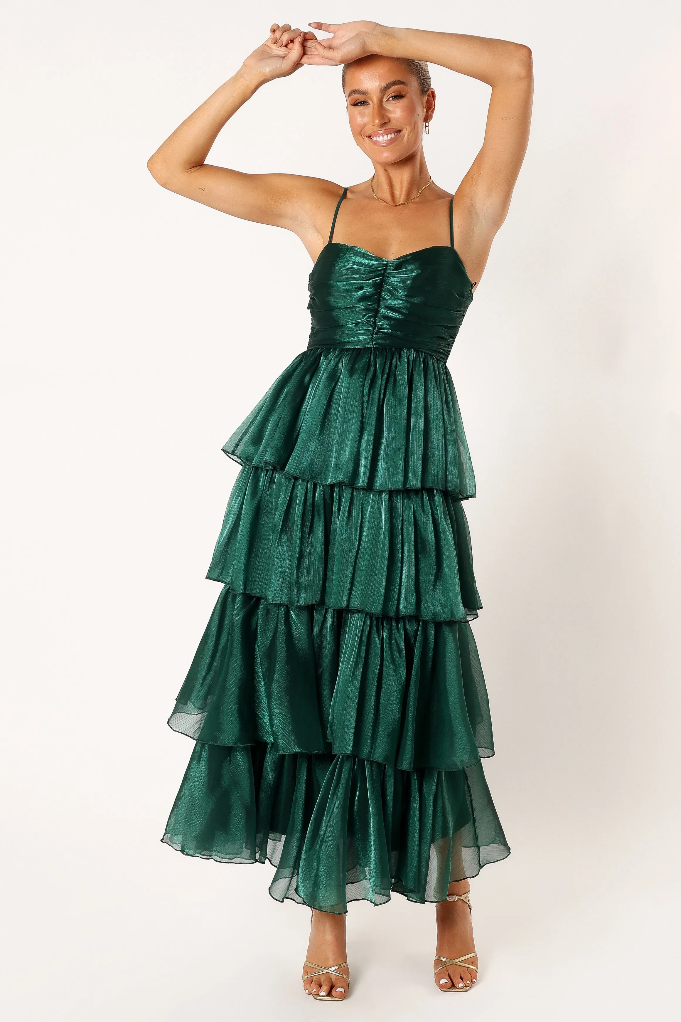 Jace Tiered Maxi Dress - Shimmer Emerald