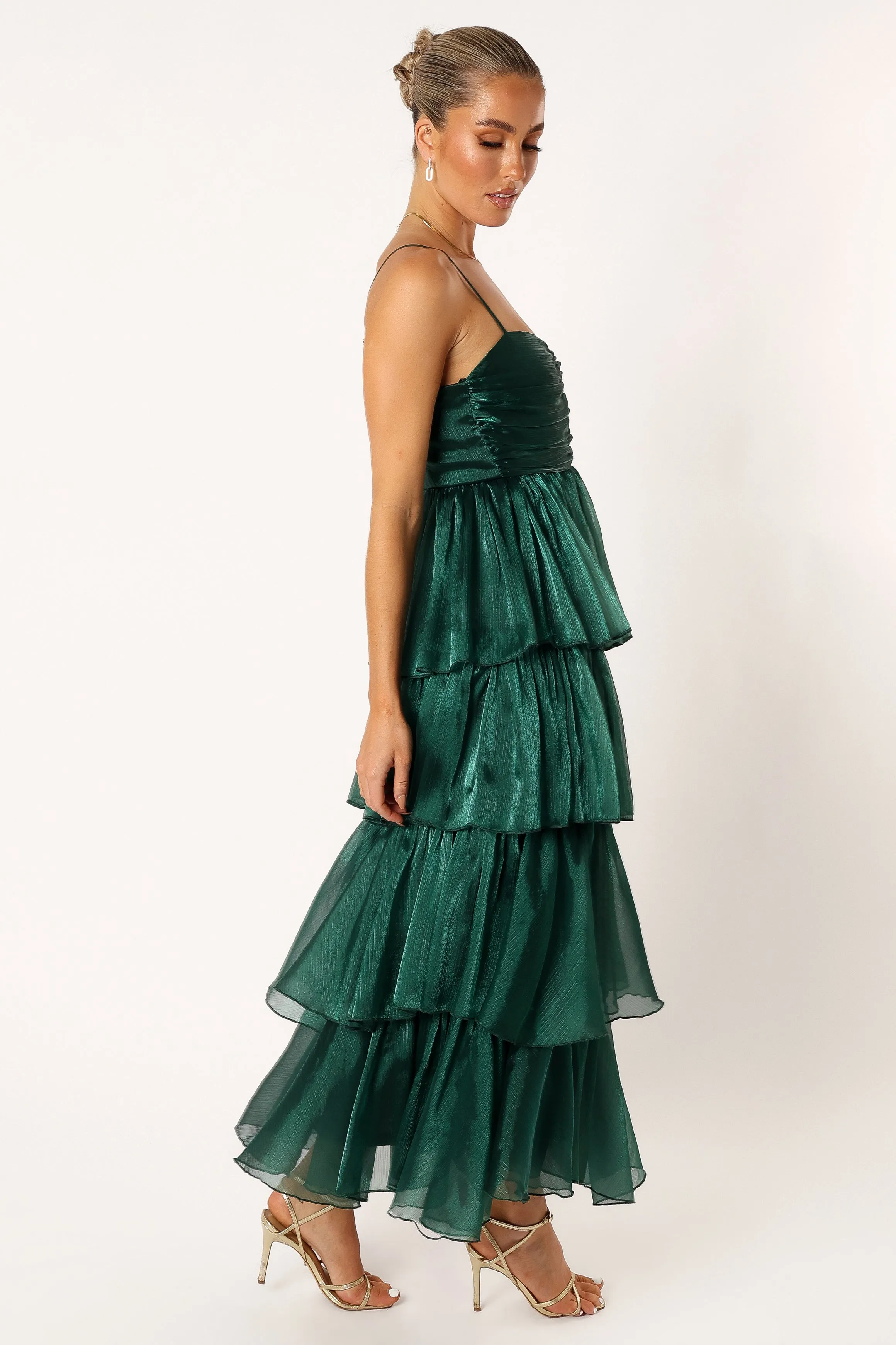 Jace Tiered Maxi Dress - Shimmer Emerald