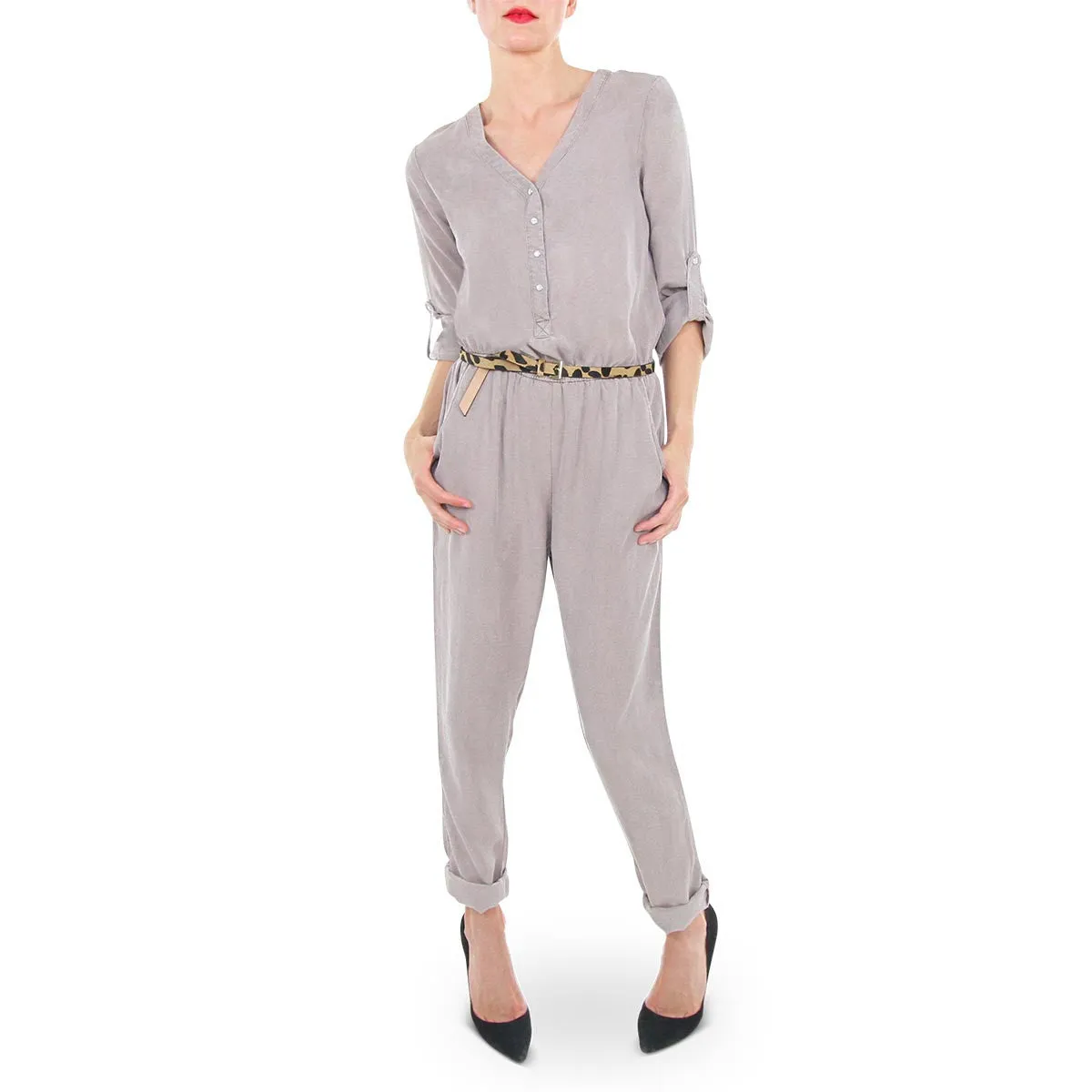 Jenni Taupe Tencel Jumpsuit