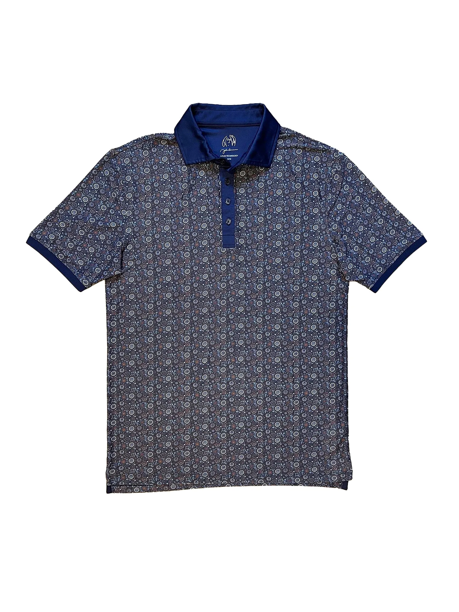 John Lennon Men's Polystretch Pattern Polo - BLUE FLORAL