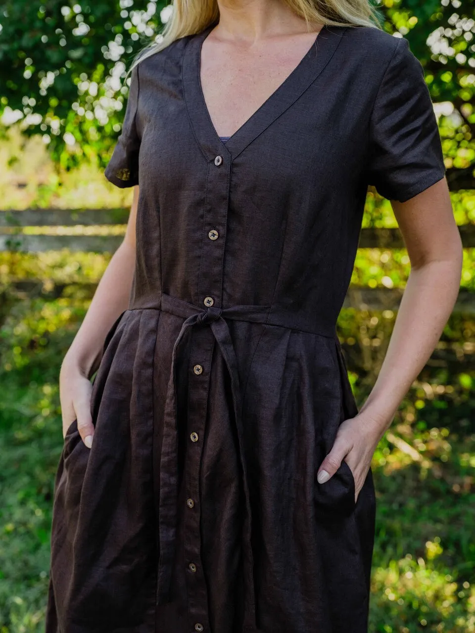 June Dress in Dark Brown