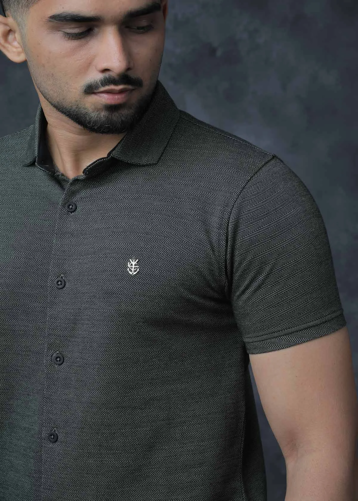 LCY  | Two Toned Diagonal Jacquard Polo Shirt