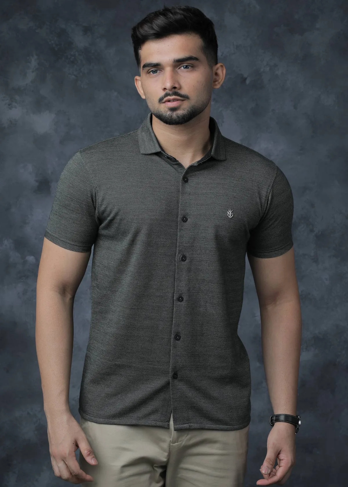 LCY  | Two Toned Diagonal Jacquard Polo Shirt