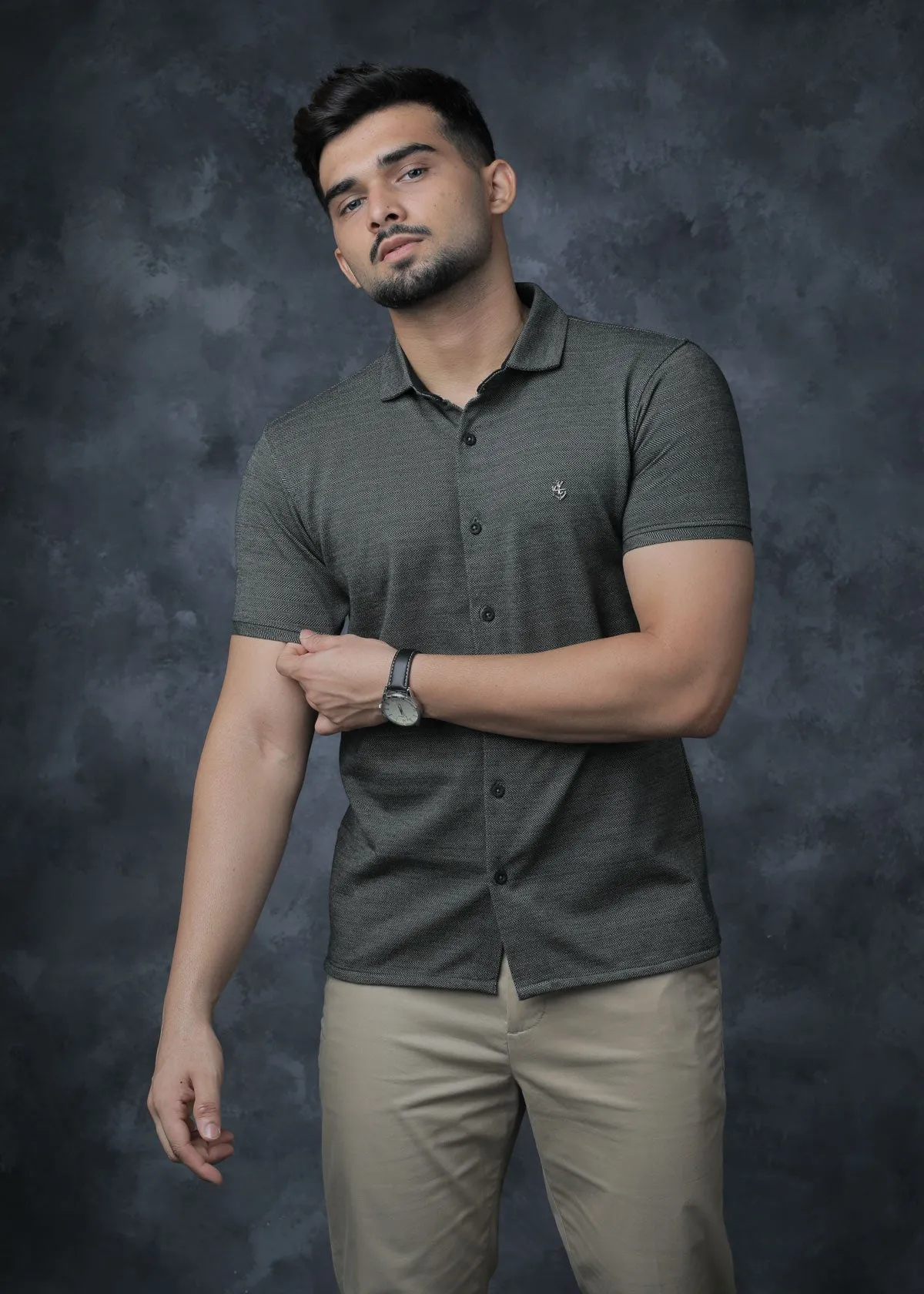 LCY  | Two Toned Diagonal Jacquard Polo Shirt