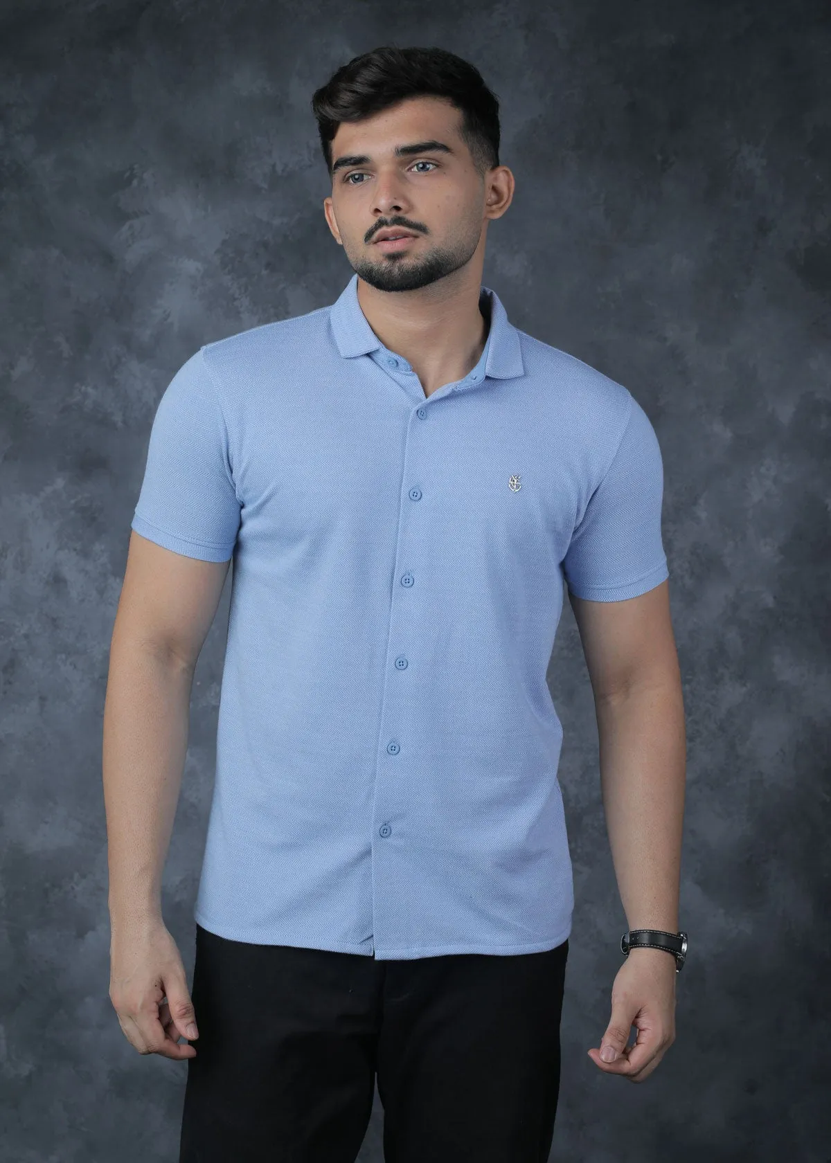 LCY  | Two Toned Diagonal Jacquard Polo Shirt