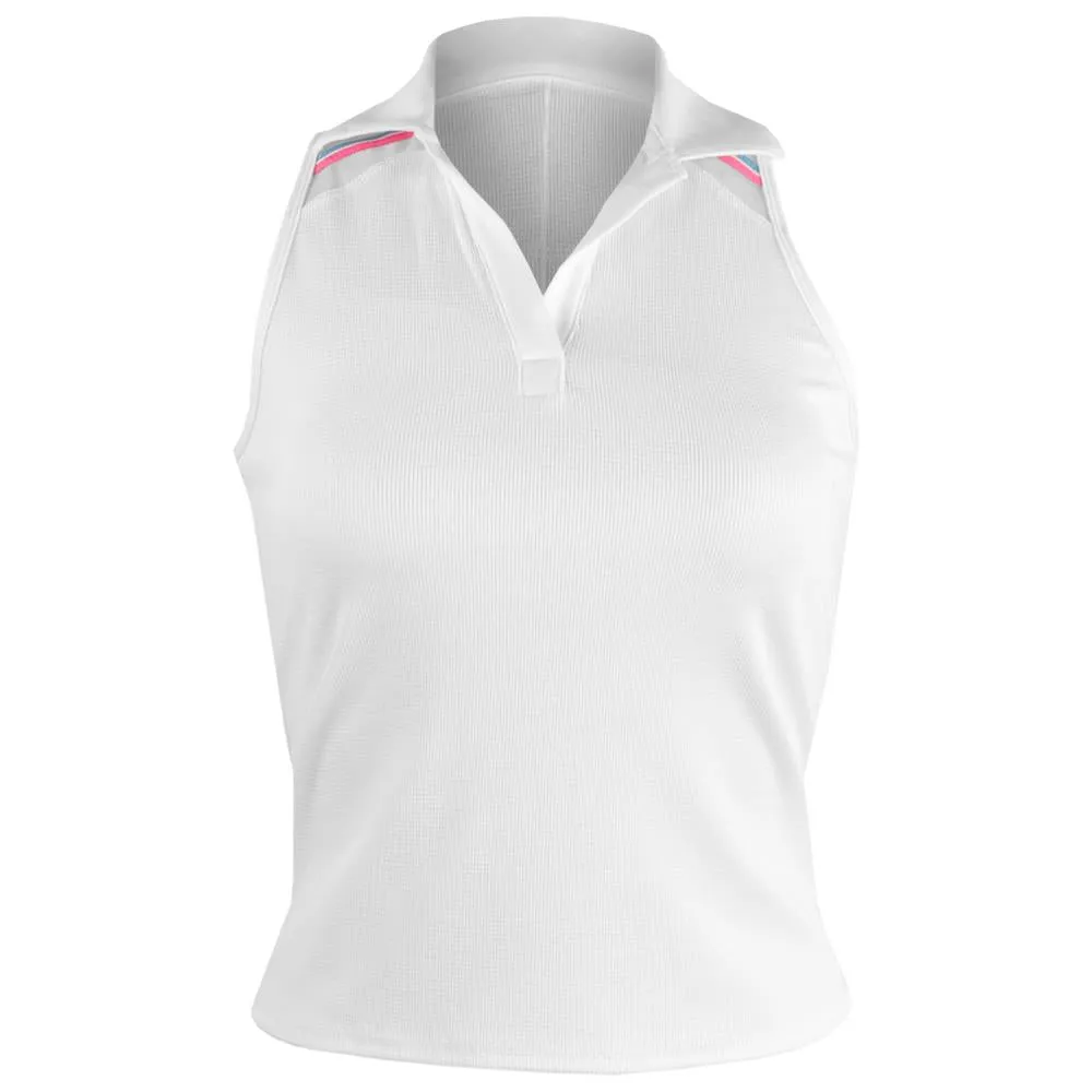 Lucky In Love Women's Winning Streak Sleeveless Polo - White