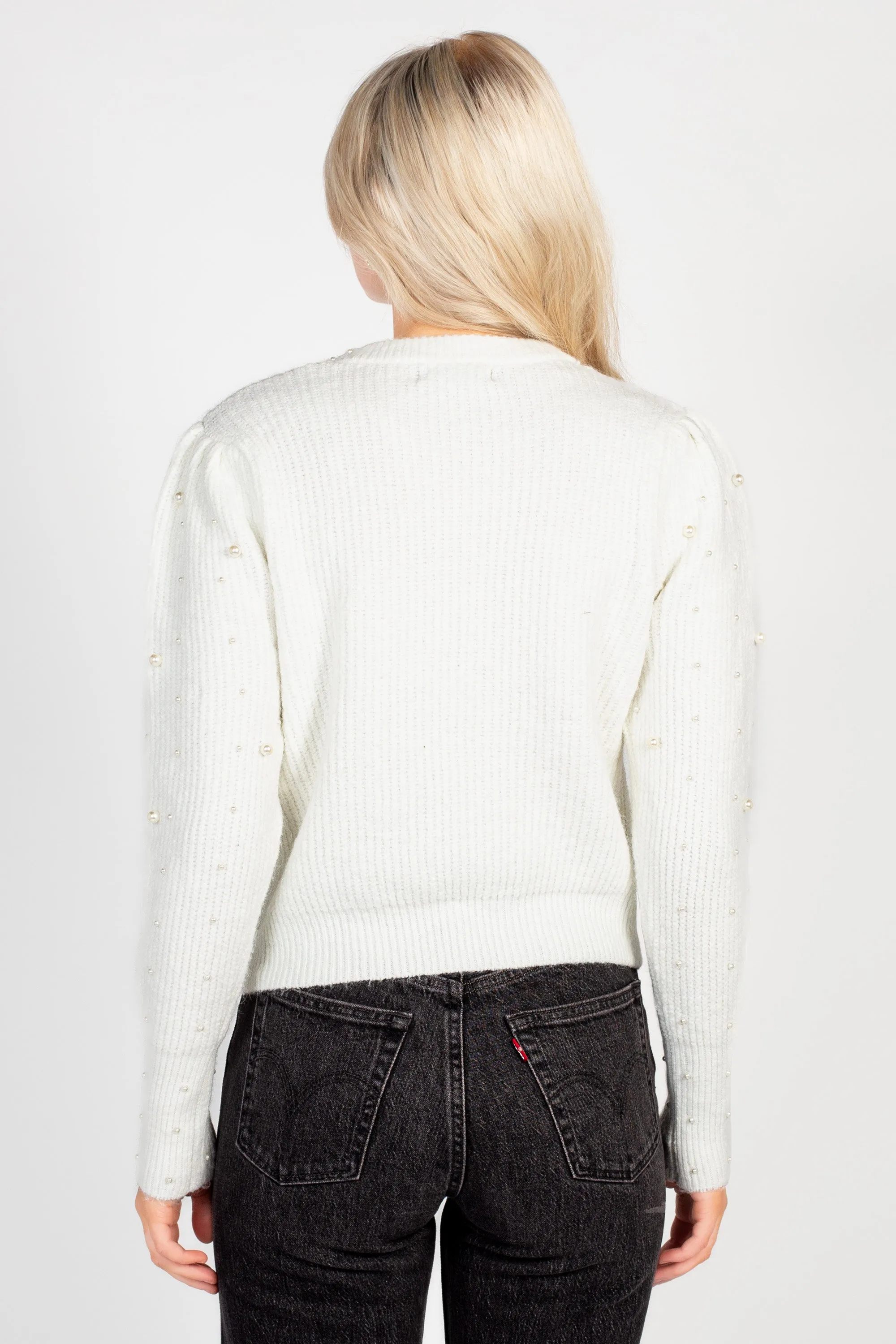 Lucy Pearl Embellished Knit Sweater