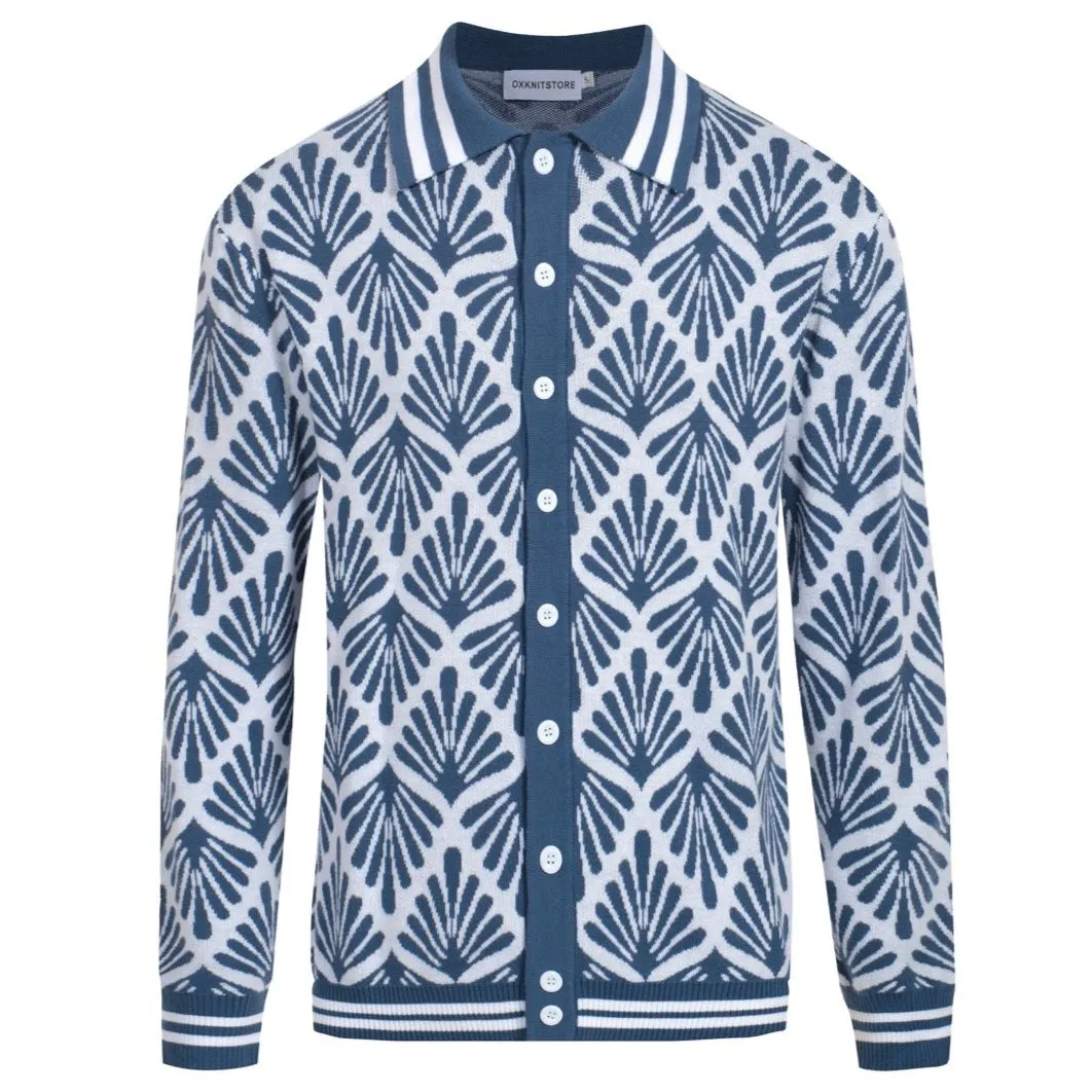 Men's Geometric Knit Cardigan – Vintage-Inspired Long-Sleeve Sweater for Everyday Style