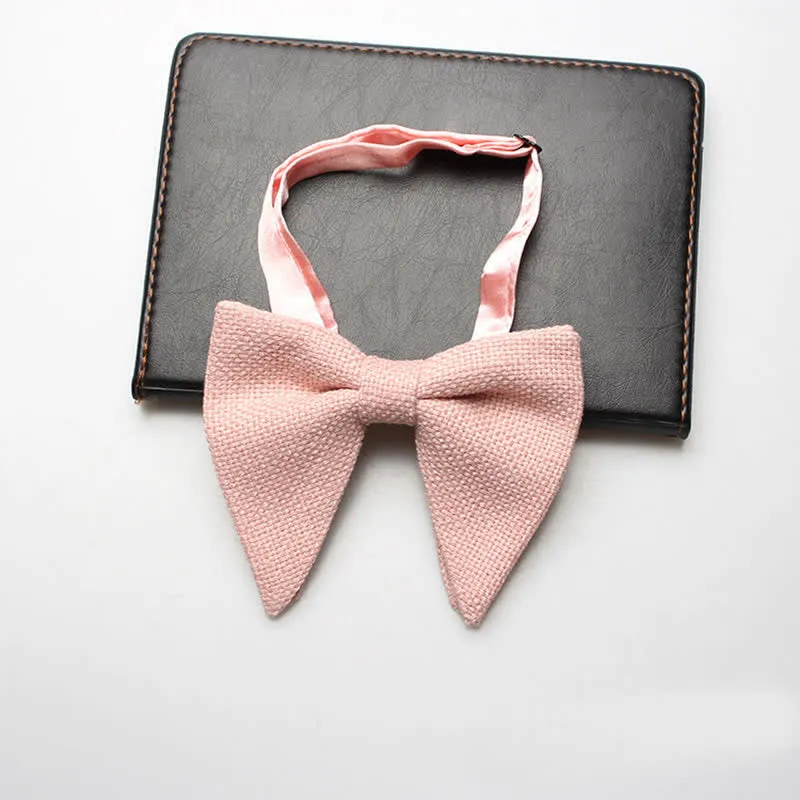 Men's Weave Linen Cotton Oversized Pointed Bow Tie