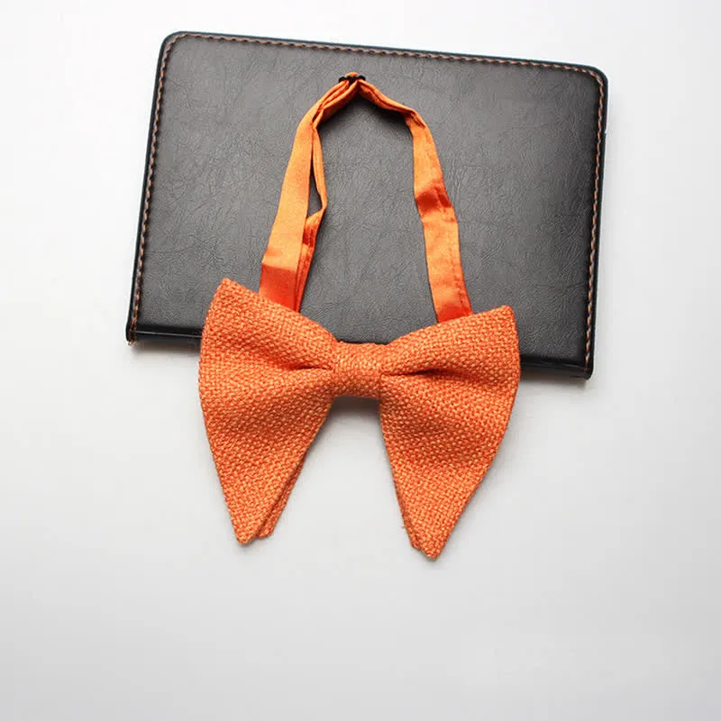 Men's Weave Linen Cotton Oversized Pointed Bow Tie