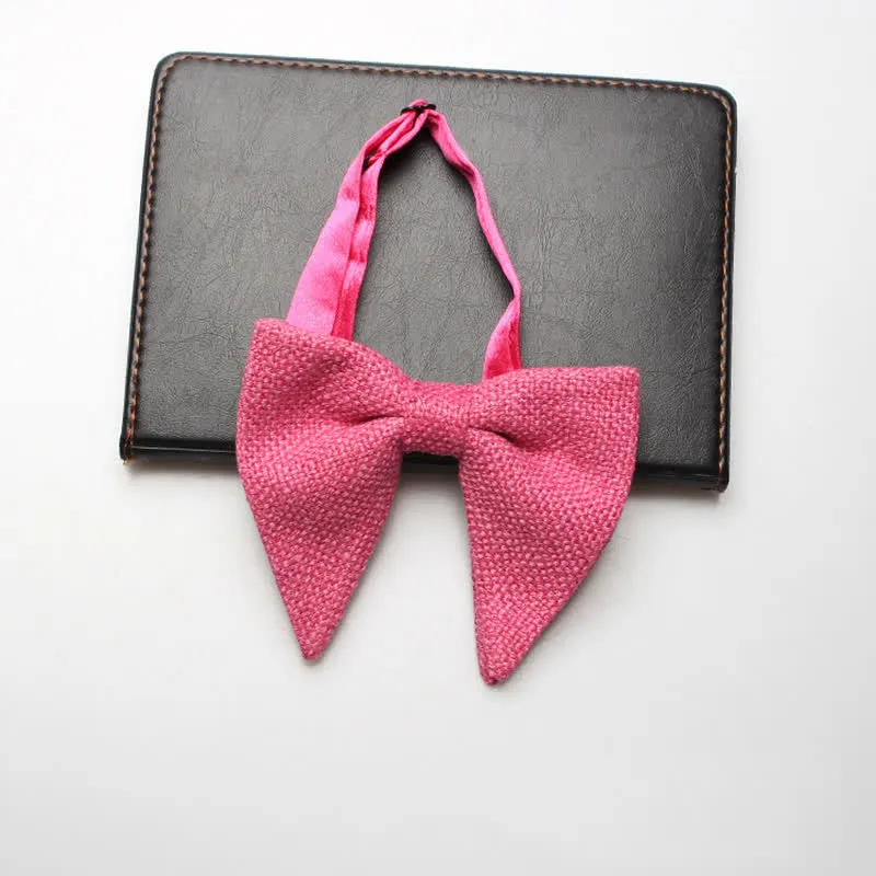 Men's Weave Linen Cotton Oversized Pointed Bow Tie