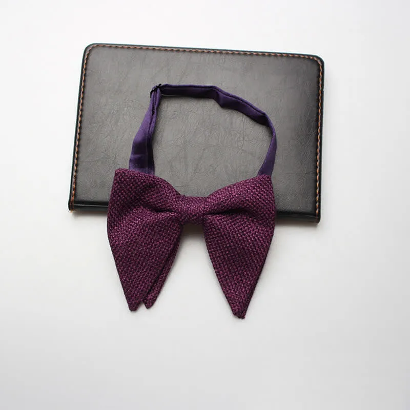 Men's Weave Linen Cotton Oversized Pointed Bow Tie