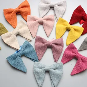 Men's Weave Linen Cotton Oversized Pointed Bow Tie