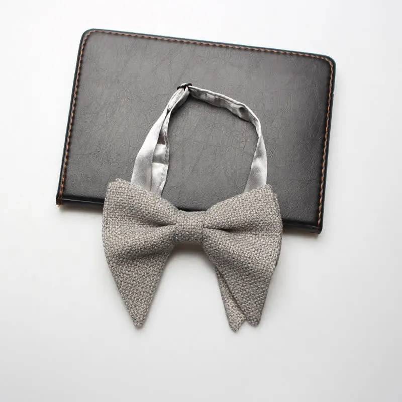 Men's Weave Linen Cotton Oversized Pointed Bow Tie