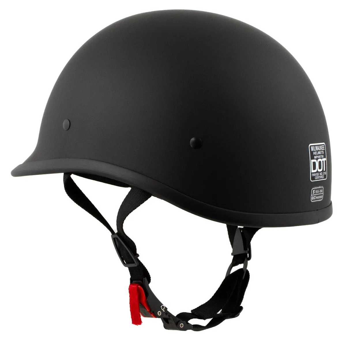 Milwaukee Helmets MPH9750DOT 'Polo Style' DOT Matte Black Motorcycle Half Face Helmet for Men and Women Biker