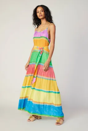 Multicolored Pleated Cami Dress