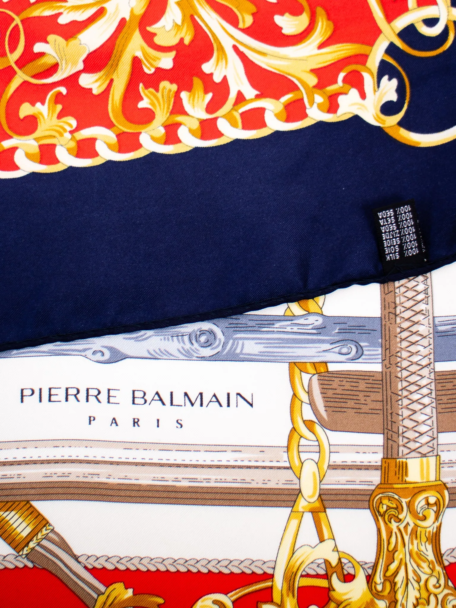 Nautical 'pierre balmain paris' silk scarf