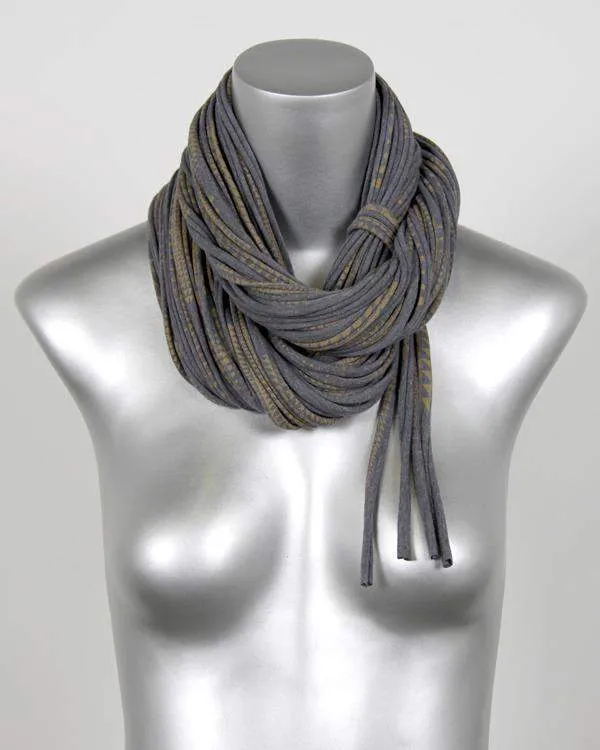 Necklush Cowl Scarf / Dark Grey & Gold / Unisex