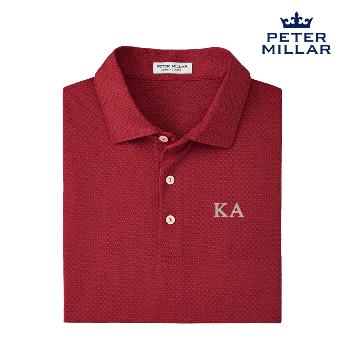 New! Kappa Alpha Peter Millar Tesseract Patterned Polo With Greek Letters