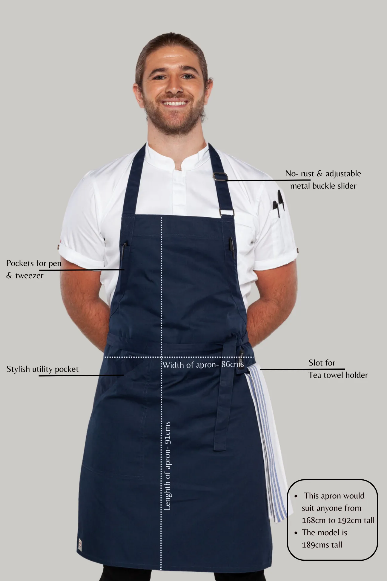 Niche Navy bib Chef Apron one size