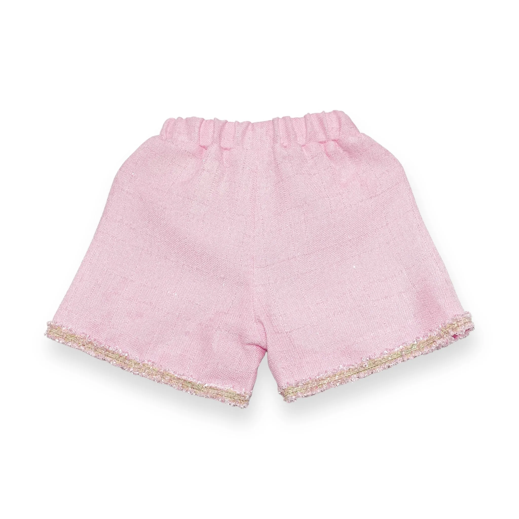 Novelty Button Tweed Shorts-pink