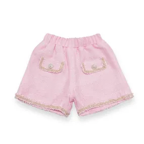 Novelty Button Tweed Shorts-pink